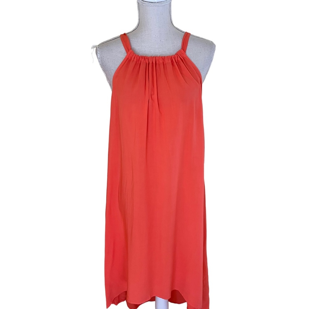 Splendid Coral High Neck Hi-Lo Halter Dress S